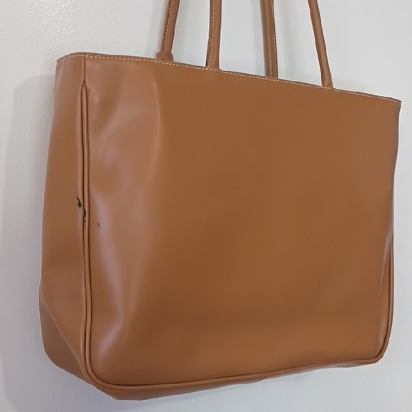 Vintage Furla Tan Leather Shoulder Bag Large Tote Purse Authentic vintage - Picture 11 of 16